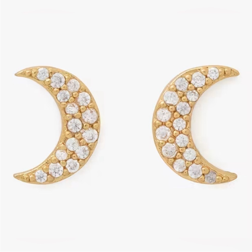 Kate spade earrings Your’e a Gem Pave Crescent Moon Studs